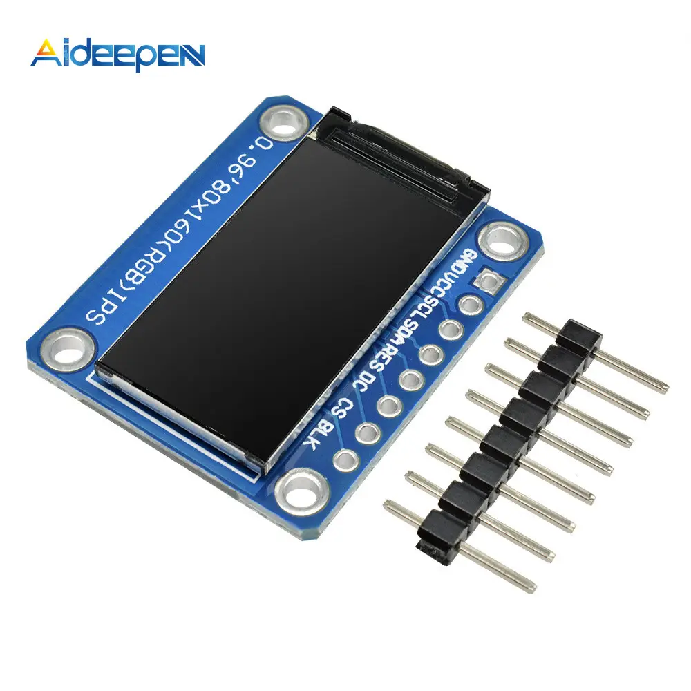 Aideepen 0.96 Inch 7Pin Full Color 80*160 TFT LCD IPS Screen Display Module SPI Interface ST7735 IC Driver C51 STM32 3.3V