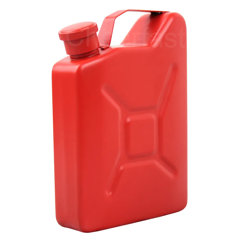 Frasco militar reutilizable de acero inoxidable con tapa de soporte para pedido de muestra, frasco rojo personalizable de 5oz con impresión de whisky