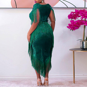 Robe <span class=keywords><strong>de</strong></span> soirée grande taille pour femmes, <span class=keywords><strong>tenue</strong></span> <span class=keywords><strong>de</strong></span> Club à franges, à franges, à la mode, élégante, moulante, décontractée, <span class=keywords><strong>noël</strong></span>, <span class=keywords><strong>2022</strong></span> - Product Image 3