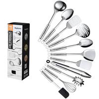 Ensemble d'ustensiles de cuisine robustes en acier inoxydable 11 pièces, ustensiles de service de cuisine, outils et gadgets de cuisine