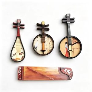 Aimant <span class=keywords><strong>de</strong></span> réfrigérateur personnalisé en bois rétro, imprimé UV, instrument <span class=keywords><strong>de</strong></span> musique chinois Pipa, vente en gros - Product Image 1