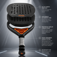 Raquette de padel en fibre de carbone 3K OEM personnalisée, surface texturée 3D, logo et motif personnalisés, pagaie de padel