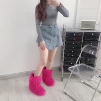 Chaussons d'intérieur en fausse fourrure moelleuse pour femme, style mode, design de créateur, hiver, fourrure, bottes de neige en peluche