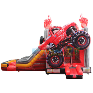 Castillo inflable húmedo o seco con tobogán para niños, tipo monster truck, para uso comercial. - Product Image 3