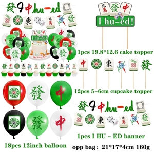 Decoración para Fiesta de Año Nuevo con Temática de Mahjong, Banderines con la Palabra I Hu, Adornos para Cupcakes, Globos de Helio - Product Image 6