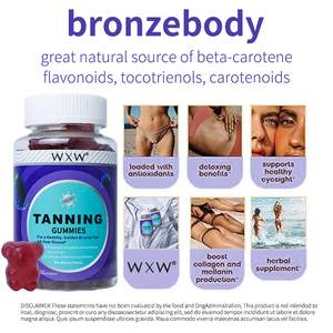 Precio bajo, gomitas de bronceado, salud de la piel, bronceado, aceite de zanahoria, manteca de cacao, suplemento de bayas negras, caramelo de goma - Product Image 5