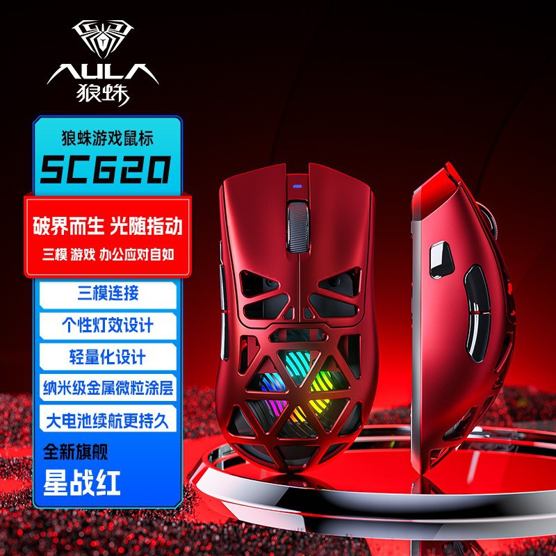 เมาส์ Tri-mode สีแดง [อัตราการตอบแทน 1K]