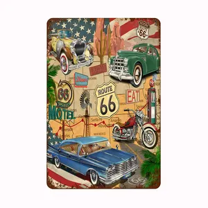 Groothandel Vintage High Way Diner Muur Decor Voor Thuis Keuken Bar Patio Kamer Garage Retro Metalen Borden Tin