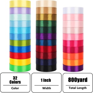 ริบบิ้นผ้าซาตินหน้าเดียวแบบเรียบ ขนาด <span class=keywords><strong>1</strong></span> นิ้ว ยาว 1000 หลา สำหรับห่อของขวัญ ตกแต่งงานแต่งงาน ทำโบว์และช่อดอกไม้ด้วยมือ - Product Image 2