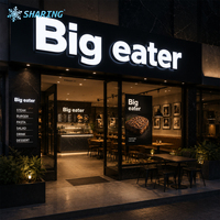 Enseigne lumineuse LED 3D personnalisée en acier inoxydable pour mur vert, panneau publicitaire intérieur de bureau, lettres en relief éclairées pour magasin