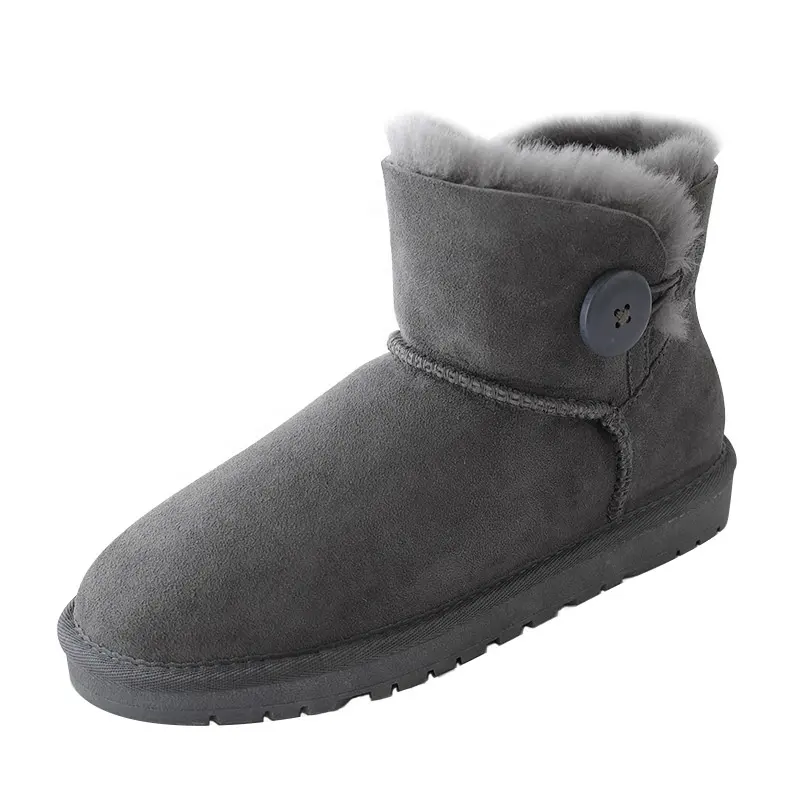 Fashionable Girl Leather Fur Women Ladies Waterproof Australian Sheepskin Snow Boots Real Leather Shoes