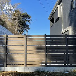 Mettelon desain Modern Aluminium tahan air Panel pagar pagar Panel Aluminium Slat untuk pagar taman