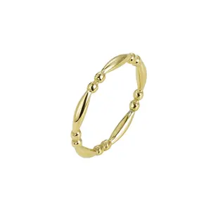 Wholesale Custom Fine Fashion Jewelry 18K Gold Plated Stainless Steel Simple Ring Bamboo Section Thin Stacking Ring For Women