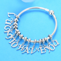 Charmes pendentifs en argent 925 avec lettres originales, plaqué or blanc, accessoires de bracelet à la mode, bijoux