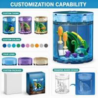 Set de Construcción de Acuario de Delfines Personalizado con Algas y Plantas Naranjas, Juguete Infantil Inspirado en la Vida Marina para Aprender y Exhibir