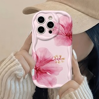 Coque de téléphone portable à motif crème de fleurs roses pour iPhone 16 Plus 15 17 18 Pro Max 14 Plus 13 – Étui arrière Funda