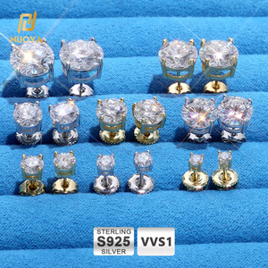 NUOYA 3mm 4mm 5mm 6mm VVS Mossanite <strong>Stud</strong> Earring 925 Sterling <strong>Silver</strong> Threaded <strong>Silver</strong> Needle Design Round Diamond <strong>Stud</strong> Earring - Product Image 1