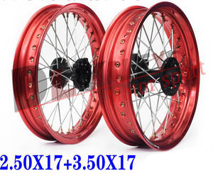 Rueda de Motocicleta Todoterreno <span class=keywords><strong>Shineray</strong></span> Tricker XG <span class=keywords><strong>250</strong></span> 2.5/3.5x17 CNC, Llanta Delantera y Trasera con Radios - Product Image 2