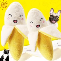 Gele banaanvormige pluche knuffel voor huisdieren met ingebouwd BB-geluid, bijtbestendig, stressverlichtend voor honden en katten, groothandel huisdierenspeelgoed