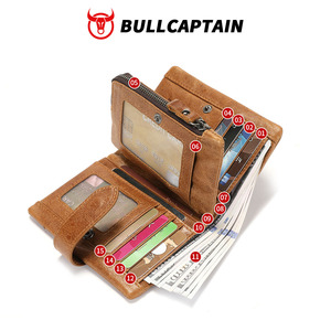 กระเป๋าสตางค์หนังแท้สำหรับผู้ชาย BULLCAPTAIN สไตล์เรโทรลำลอง ใส่บัตรได้หลายช่อง กระเป๋าสตางค์ระดับไฮเอนด์ ของขวัญสำหรับแฟนหนุ่มและสามี - Product Image 5