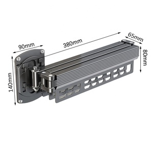 Práctico Tendedero de <span class=keywords><strong>Ropa</strong></span> Plegable de Metal para Exterior Montado en la Pared con Ahorro de Espacio y Riel de Plástico y Tela de Aluminio - Product Image 6
