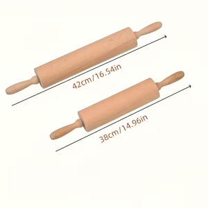 <span class=keywords><strong>Mattarello</strong></span> in Legno Massello Durevole per Impastare e Preparare Sfoglie di Ravioli, 17.6 Pollici con Rotelle - Product Image 2