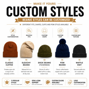 Gorros de Invierno Personalizados con Logotipo Bordado en 3D, de Acrílico de Alta Calidad, con Puño, Unisex, Ajustables, de Color Sólido, Cálidos, al por Mayor - Product Image 4