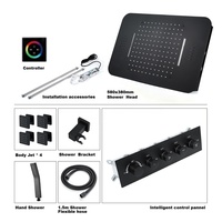 HONGDEC Music LED Système de douche Noir mat Ensemble de robinet de douche à effet pluie de luxe Robinets de douche de salle de bain