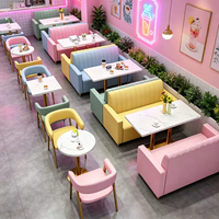 Combinaison Table-Chaise de Restaurant Commercial Personnalisable, Design Moderne, Construction en Bois Durable, Rose, pour Cafés et Fast-Food