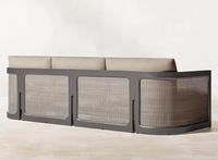 Ensemble de canapés de jardin Foshan en aluminium, mobilier d'extérieur moderne en rotin avec dossier en panneaux de canne, pour patio et salon