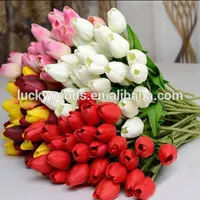 ดอกไม้ประดิษฐ์มินิทิวลิป LF338ขายร้อนจริงสัมผัส PU ตกแต่งดอกไม้และพวงหรีดงานแต่งงาน