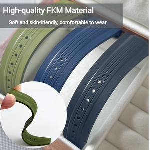 21มม. 22มม. ปลายโค้ง FKM สายนาฬิกากันน้ำสำหรับ <span class=keywords><strong>Longines</strong></span> พิชิต L3.790/890 - Product Image 2