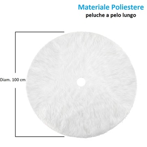 Copertura per Albero di Natale Bianca 100 Cm in Peluche per Decorazioni Natalizie - Product Image 2