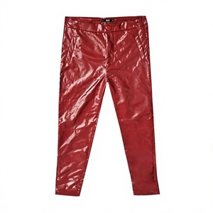 Pantalones de Cintura Alta, de Cuero de la Mejor Calidad, Color Sólido, Corte Regular, Largos, Estilo Casual, Elásticos, Transpirables para Invierno - Product Image 4