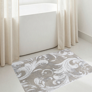 Tapis de bain Lauien Ecru / Beige / Argent 60*100CM en coton recyclé jacquard à motif abstrait, style moderne, fabriqué en Turquie - Product Image 1