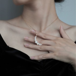 Collar de Perlas de Agua Dulce Naturales Francesas, Estilo Luna Creciente, Cadena de Clavícula Retro, Estilo Diosa, Inmortal - Product Image 2