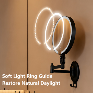 Đu cánh tay hai mặt gương, xoay gấp phòng tắm treo tường lõm gương, vòi hoa sen gương với ánh sáng - Product Image 5