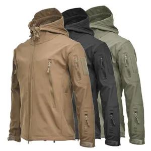 남성용 카모 Softshell 재킷 겨울 사냥 낚시 캐주얼 하이킹 코트 방수 및 양털 안감 지퍼 마감