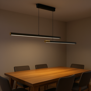 Lámpara Colgante LED Moderna de Hierro Negro y Dorado, Diseño de Doble Tubo de 75 Pulgadas, Ajustable para Comedor, Cocina, Sala de Estar - Product Image 2