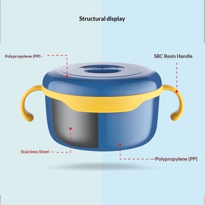 Bol en acier inoxydable 304, boîte à lunch pour enfants, boîte à nourriture pour bébé anti-chute, isolée et chauffante avec poignée - Product Image 2