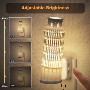 Veilleuses décoratives LED LOHAS avec capteur <span class=keywords><strong>de</strong></span> luminosité réglable, <span class=keywords><strong>tour</strong></span> <span class=keywords><strong>de</strong></span> Pisa 3D, veilleuse à brancher pour couloir et chambre - Product Image 2