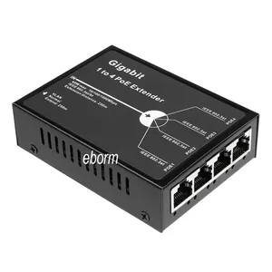 Gigabit 4 Port 60W PoE Extender 1 in 4 Out PoE+ Repeater with 3 Mode Available for PoE Device