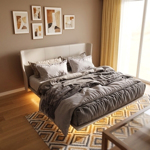 Moderno <span class=keywords><strong>letto</strong></span> in pietra di lusso di alta qualità <span class=keywords><strong>camera</strong></span> <span class=keywords><strong>da</strong></span> <span class=keywords><strong>letto</strong></span> matrimoniale minimalista galleggiante doppio imbottito sospeso Hotel casa <span class=keywords><strong>mobili</strong></span> - Product Image 3