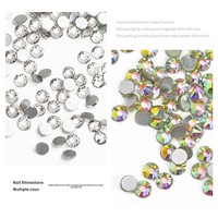 Strass à dos plat ultra-brillants en zircone cubique tchèque couleur AB, tailles assorties, 1440 pièces, emballage de base, pour nail art