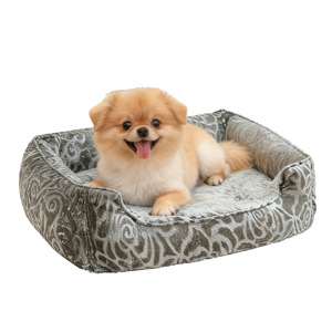 New pink <b>cat</b> bed with abstract print, warm, suitable for all seasons, non-slip, <b>plush</b> dog bed for deep sleep. - Product Image 5