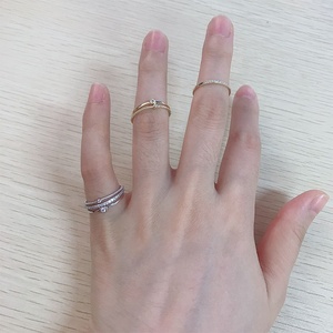 Großhandel Custom Women Sterling Silber Minimalisti scher Schmuck 18 Karat vergoldeter Zirkon Zierliche dünne Mehrfach stapel ringe - Product Image 4