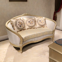 Canapé de salon classique européen en bois massif sculpté, combinaison 1+2+3, ensemble de canapés de luxe en tissu style palais, mobilier