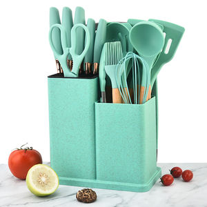 Vente chaude 19 pièces ensemble d'ustensiles de cuisine en Silicone avec manche en bois et <span class=keywords><strong>planche</strong></span> à découper seau de rangement ensemble de gadgets de cuisine 1800g - Product Image 4