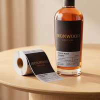 Étiquettes autocollantes en papier texturé imprimées à l'or sur mesure, logo privé pour bouteilles de whisky single malt