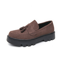 Mocassins Oxford noirs élégants pour hommes, style italien, en daim respirant, à semelle épaisse, pour mariage et soirée, collection automne-printemps